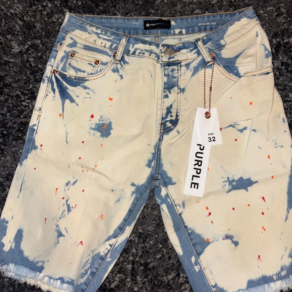 Purple bleached denim Jorts